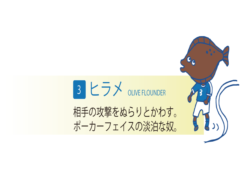 ふくしまイレブン　ヒラメのキャラクターです