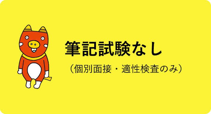 筆記試験なし（個別面接・適性検査のみ）