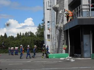 三連梯子を使った救助訓練