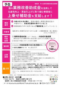 業務改善応援事業補助金上乗せチラシ