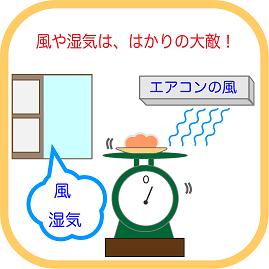 風や湿気は、はかりの大敵！