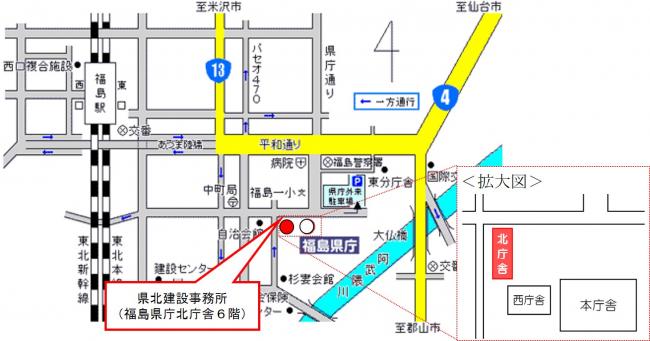 県北建設事務所位置図